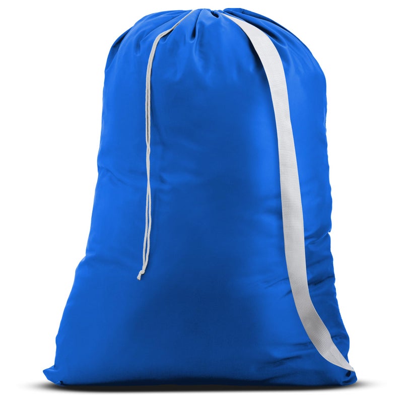 Handy Laundry Shoulder Strap Bag - Drawstring Locking Closure  Durable Nylon Material  Large Capacity  Heavy Duty Stitching  Perfect for Laundromat or College Dorm. (Blue | 30"" x 40"") - Image 1
